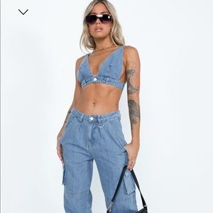 Paige Mid Rise Cargo Jean Denim Set